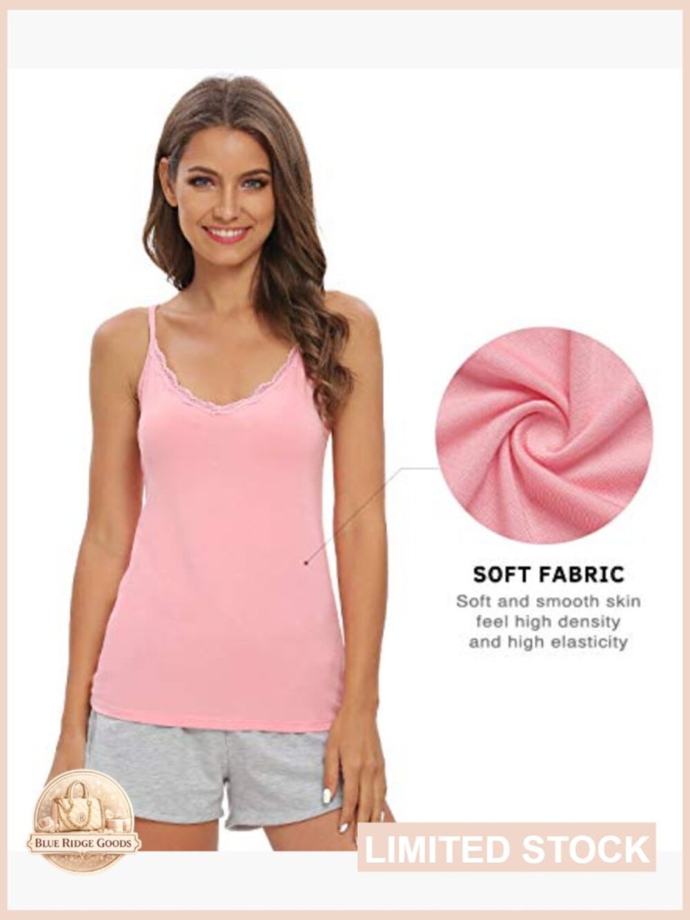 Lace Trim Camisole V-Neck Adjustable Straps Sexy Chic Layering Essential - Picture 4 of 6